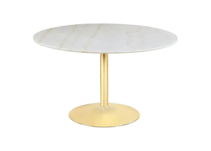 Kella Round Marble Top Dining Table White and Gold