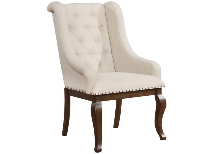 Brockway Tufted Arm Chairs Cream and Antique Java (Set of 2)