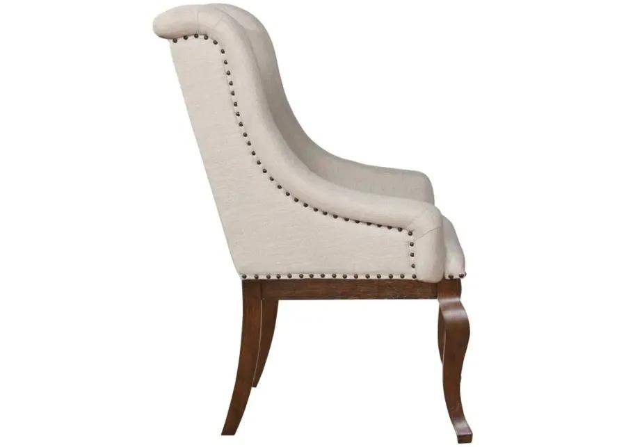 Brockway Tufted Arm Chairs Cream and Antique Java (Set of 2)