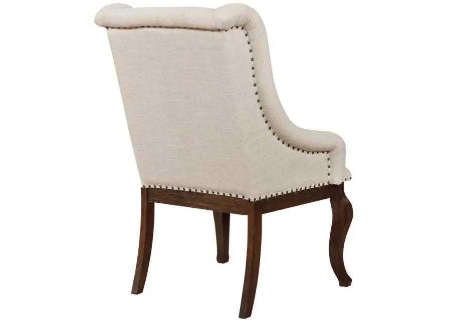 Brockway Tufted Arm Chairs Cream and Antique Java (Set of 2)