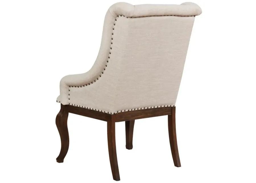 Brockway Tufted Arm Chairs Cream and Antique Java (Set of 2)