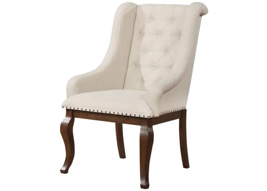 Brockway Tufted Arm Chairs Cream and Antique Java (Set of 2)