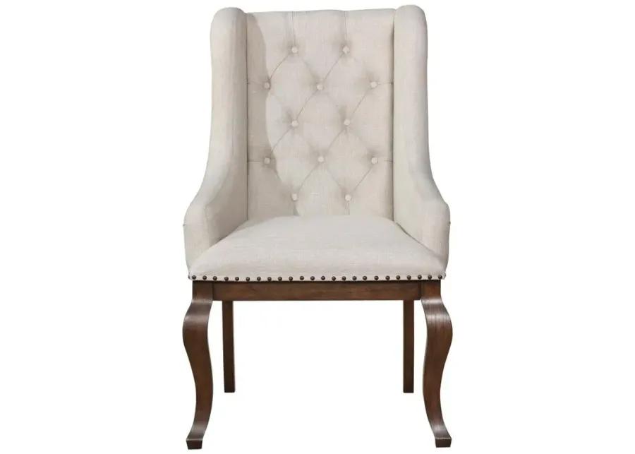 Brockway Tufted Arm Chairs Cream and Antique Java (Set of 2)