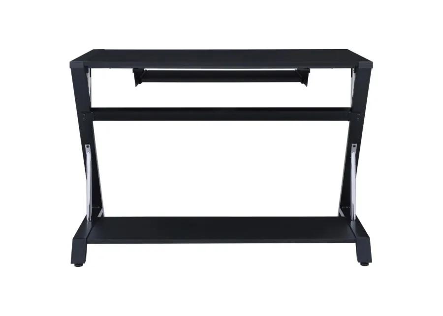 Mallet Computer Desk with Bottom Shelf Black