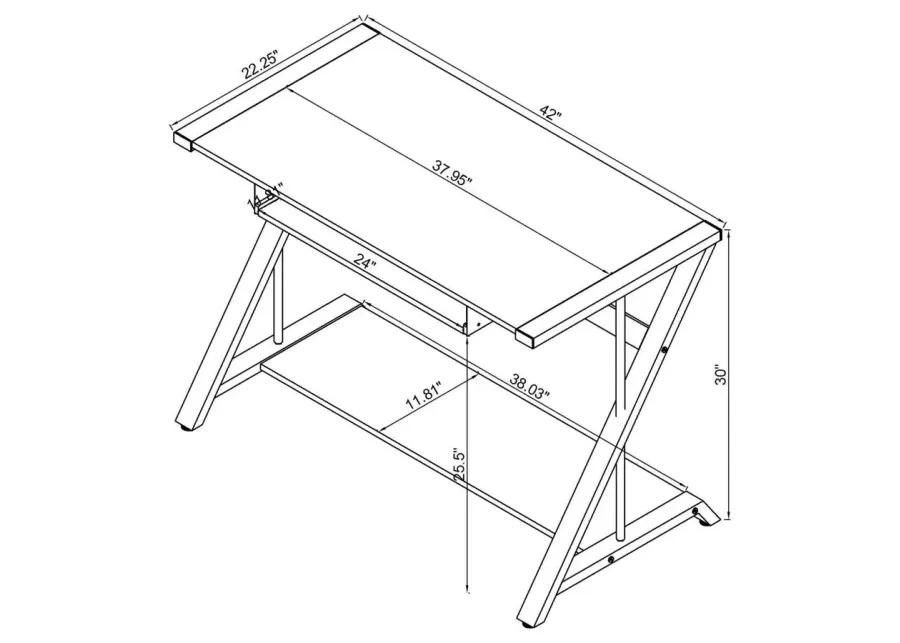 Mallet Computer Desk with Bottom Shelf Black