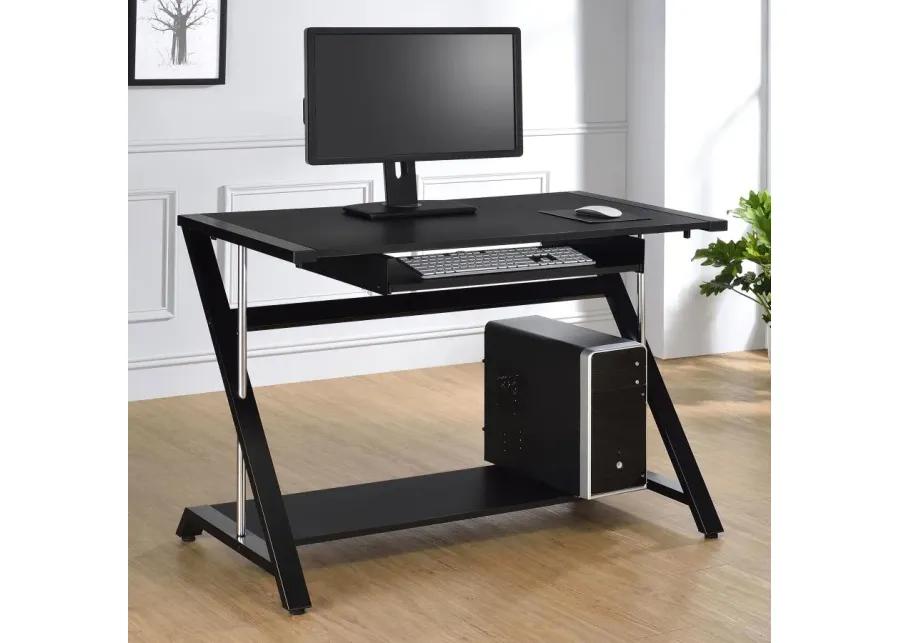 Mallet Computer Desk with Bottom Shelf Black