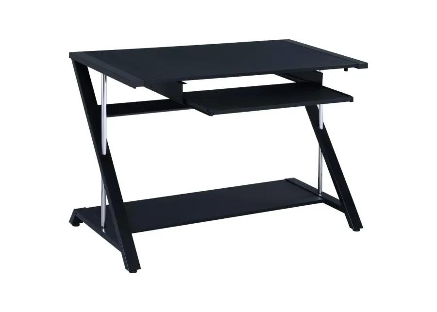 Mallet Computer Desk with Bottom Shelf Black