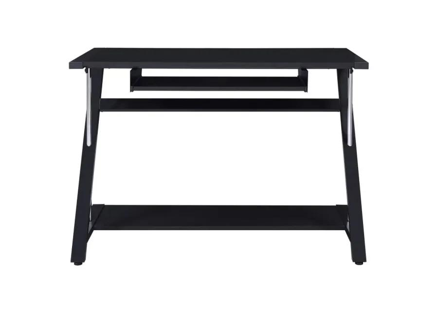 Mallet Computer Desk with Bottom Shelf Black