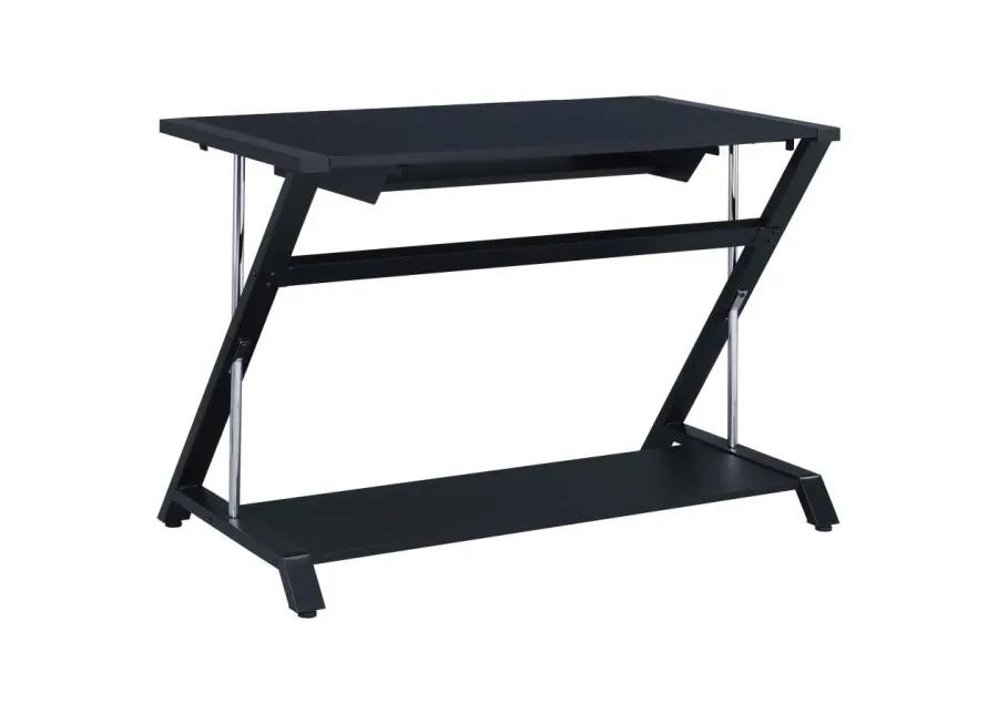 Mallet Computer Desk with Bottom Shelf Black