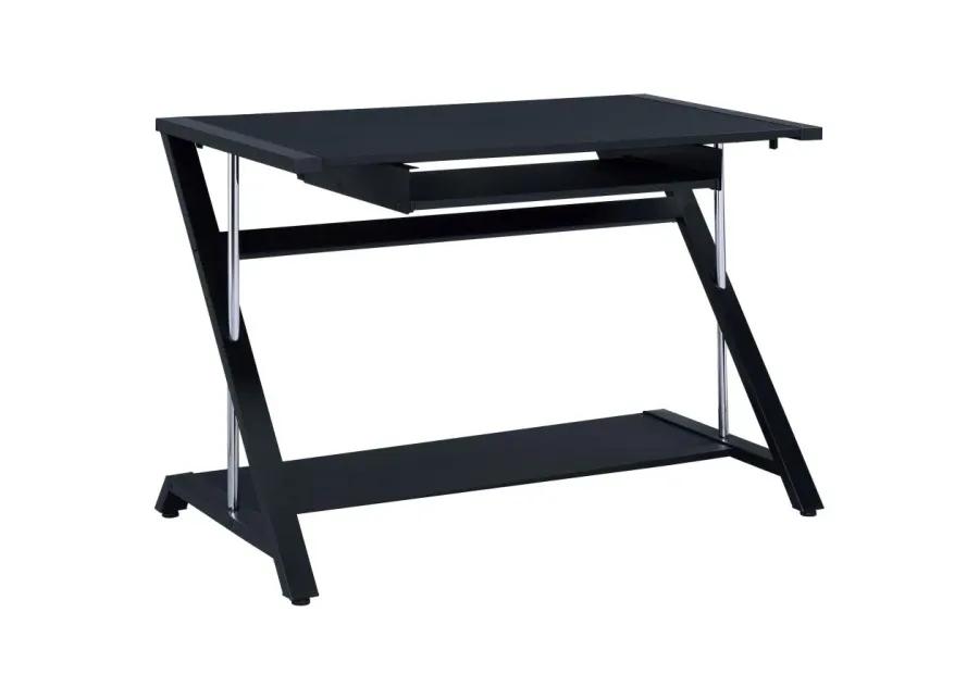 Mallet Computer Desk with Bottom Shelf Black