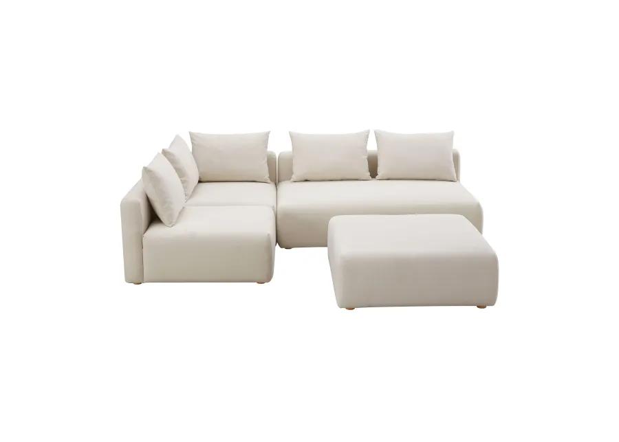 Hangover Cream Linen 4-Piece Modular Chaise Sectional