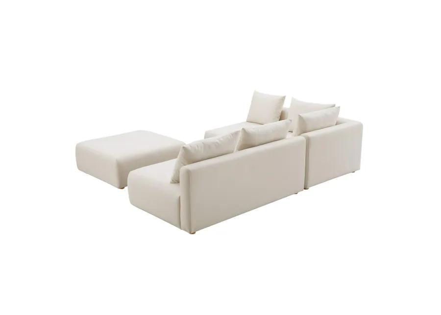 Hangover Cream Linen 4-Piece Modular Chaise Sectional