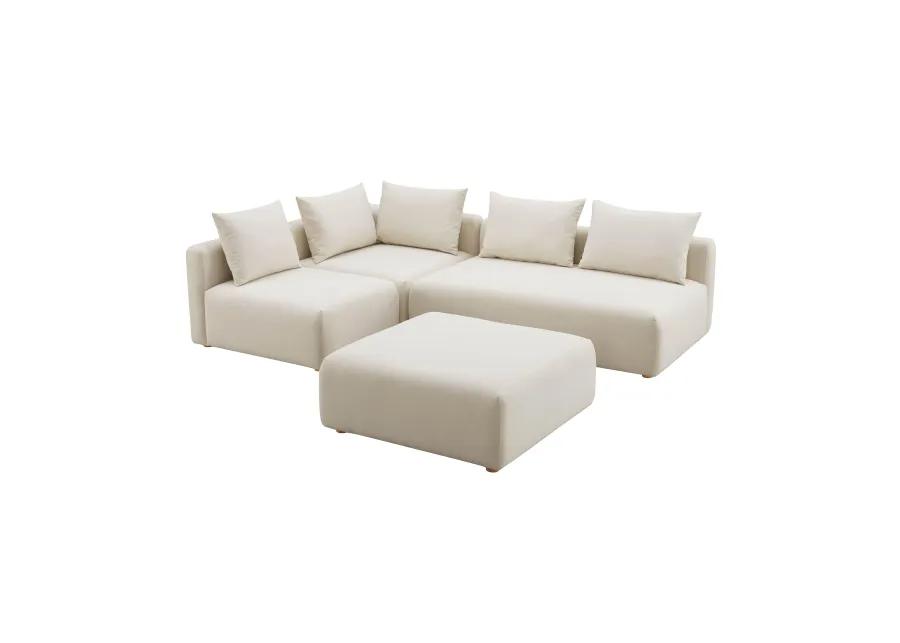 Hangover Cream Linen 4-Piece Modular Chaise Sectional