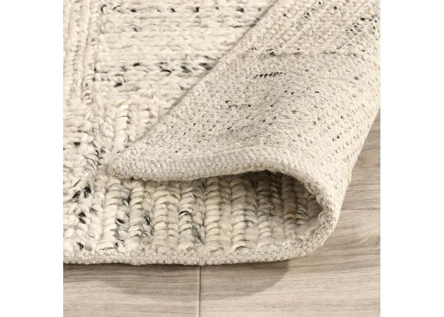 Sosa 2.6'x8' Wool Blend Handwoven Distressed Pattern Ivory Accent Rug