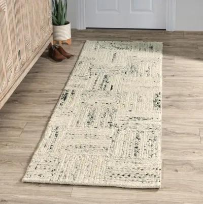 Sosa 2.6'x8' Wool Blend Handwoven Distressed Pattern Ivory Accent Rug