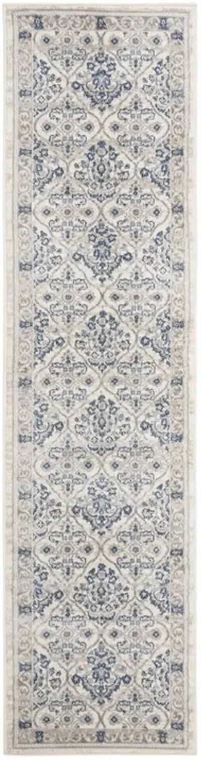 Brentwood 870 Light Grey / Blue 2' X 14' Runner Powerloomed Rug