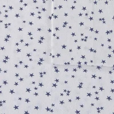 Intelligent Design Cozy Soft Blue Stars Cotton Flannel Printed Sheet Set