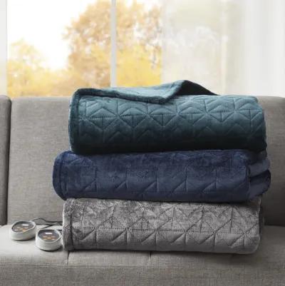 Beautyrest Quilted Plush Grey Heated Blanket