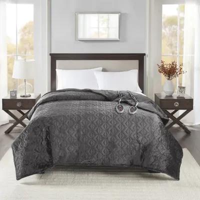 Beautyrest Quilted Plush Grey Heated Blanket