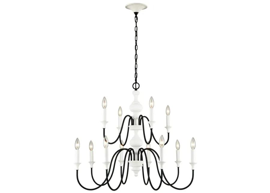 Val de Loire 36" Wide 12-Light Chandelier - White