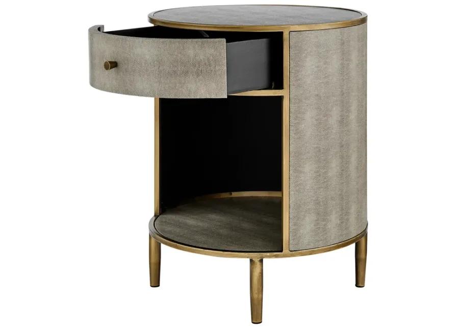 Loretta Faux Shagreen Side/ End Table, Chronicle Gray 