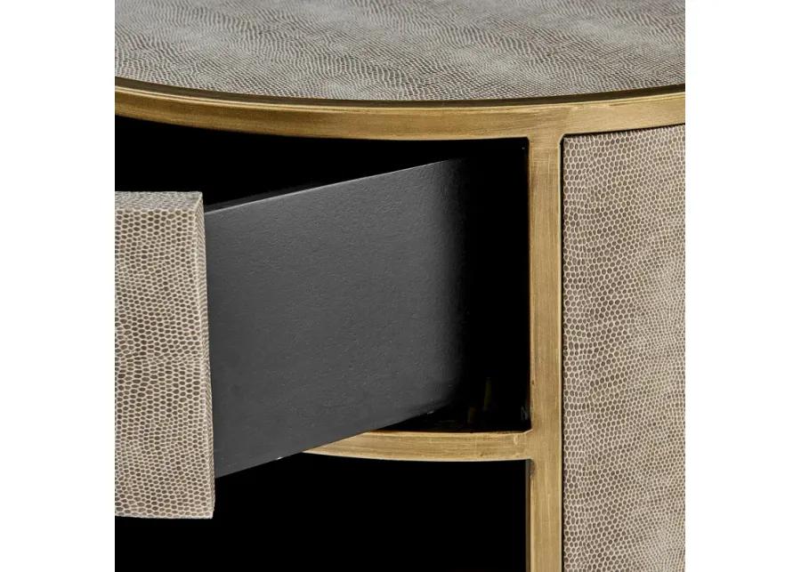 Loretta Faux Shagreen Side/ End Table, Chronicle Gray 