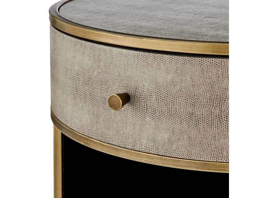 Loretta Faux Shagreen Side/ End Table, Chronicle Gray 