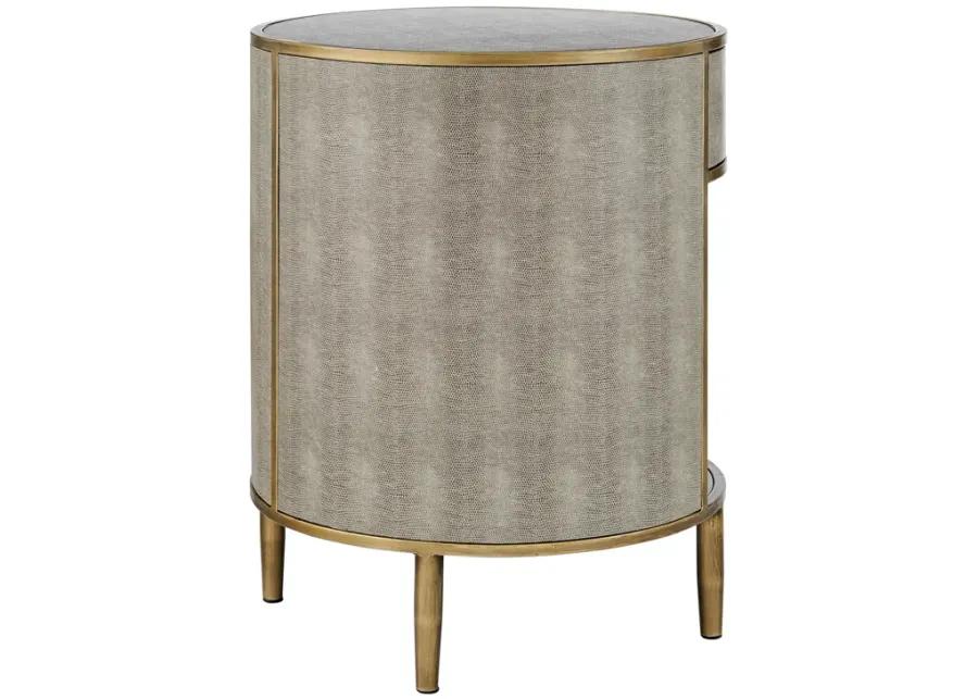 Loretta Faux Shagreen Side/ End Table, Chronicle Gray 