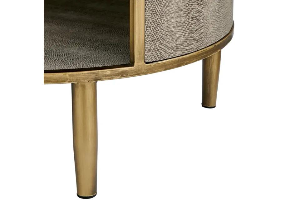 Loretta Faux Shagreen Side/ End Table, Chronicle Gray 