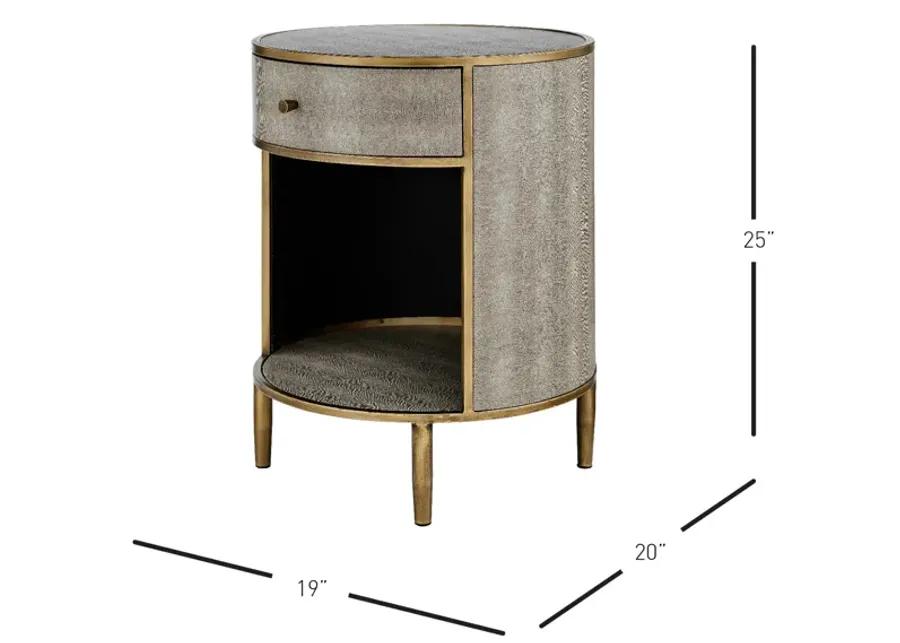 Loretta Faux Shagreen Side/ End Table, Chronicle Gray 