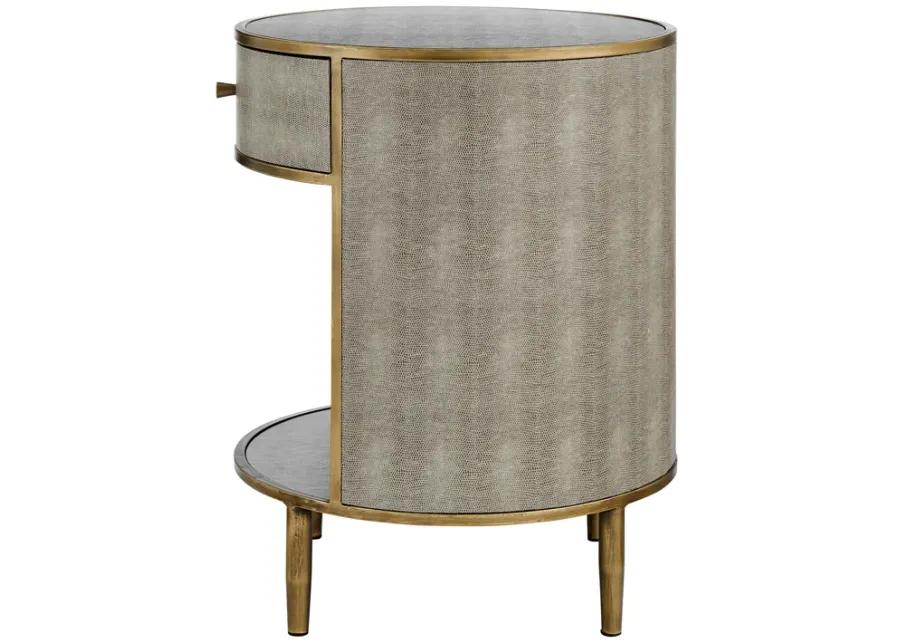 Loretta Faux Shagreen Side/ End Table, Chronicle Gray 