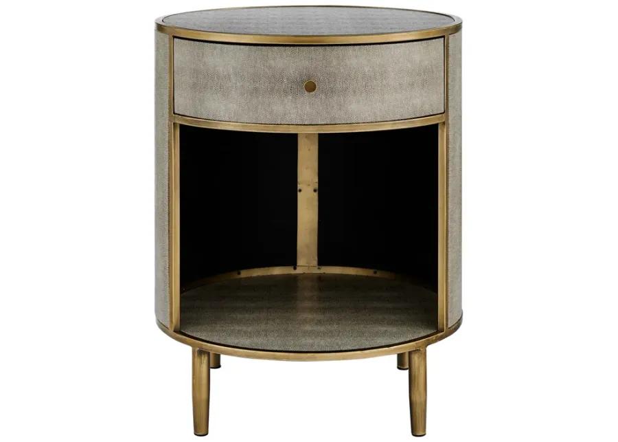 Loretta Faux Shagreen Side/ End Table, Chronicle Gray 