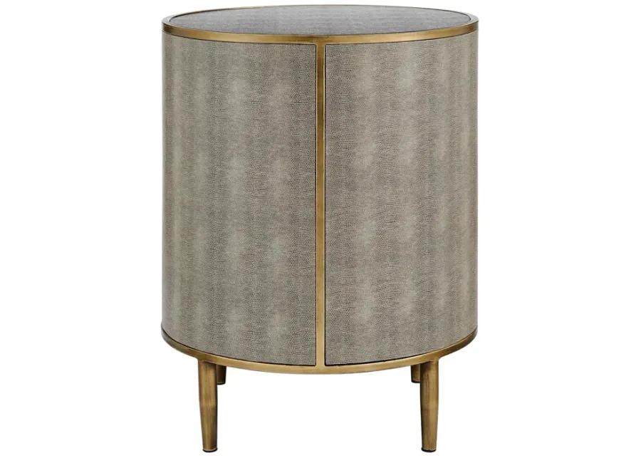 Loretta Faux Shagreen Side/ End Table, Chronicle Gray 