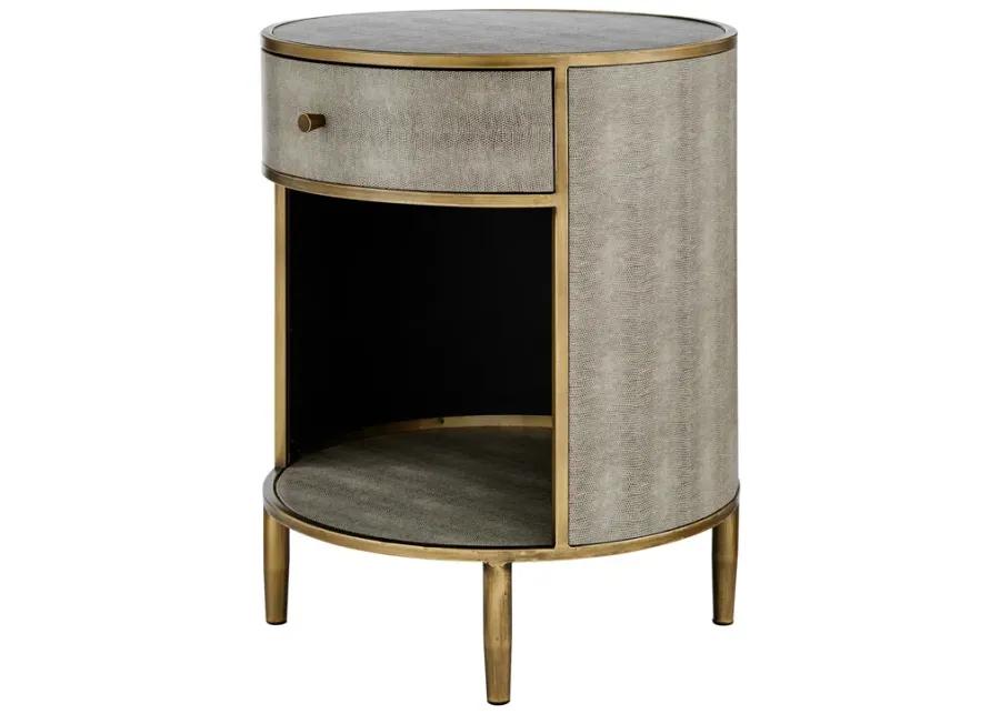 Loretta Faux Shagreen Side/ End Table, Chronicle Gray 