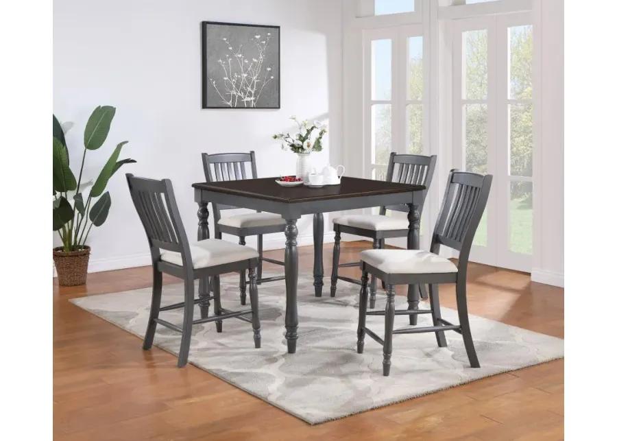 Wiley 5-piece Square Spindle Legs Counter Height Dining Set Beige and Grey