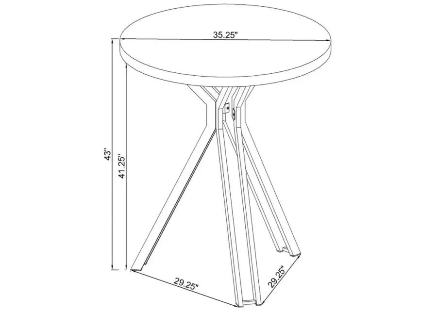 Edgerton Round Wood Top Bar Table Dark Oak and Chrome