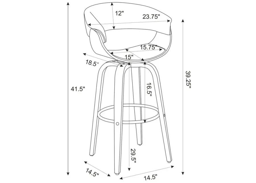 Zion Upholstered Swivel Bar Stool Walnut and Black