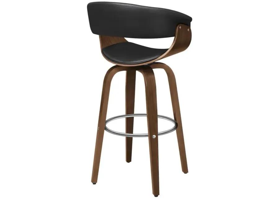 Zion Upholstered Swivel Bar Stool Walnut and Black