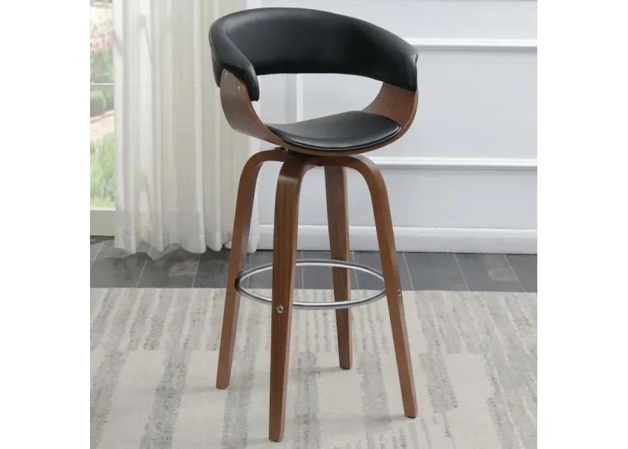 Zion Upholstered Swivel Bar Stool Walnut and Black