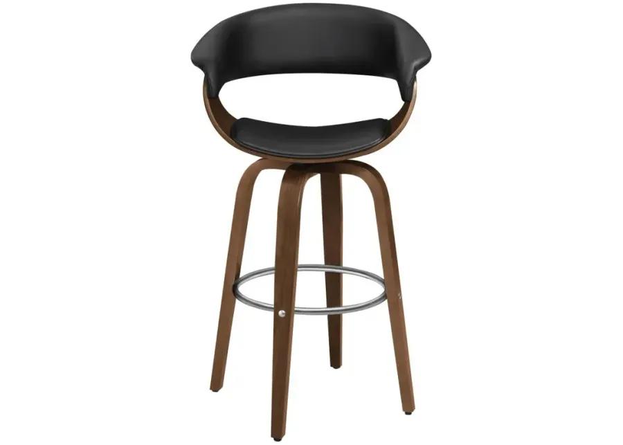 Zion Upholstered Swivel Bar Stool Walnut and Black