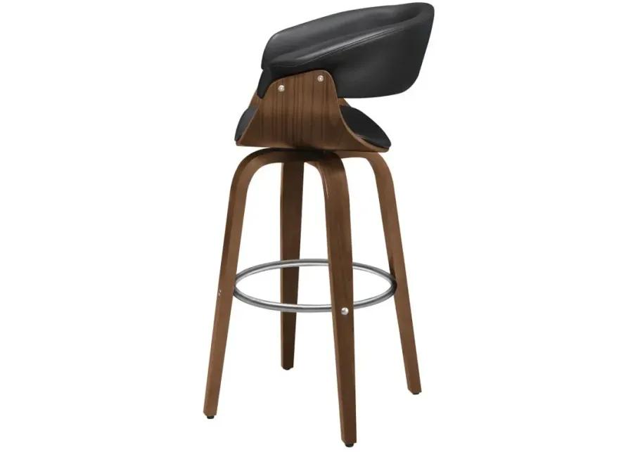 Zion Upholstered Swivel Bar Stool Walnut and Black