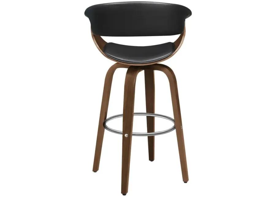 Zion Upholstered Swivel Bar Stool Walnut and Black