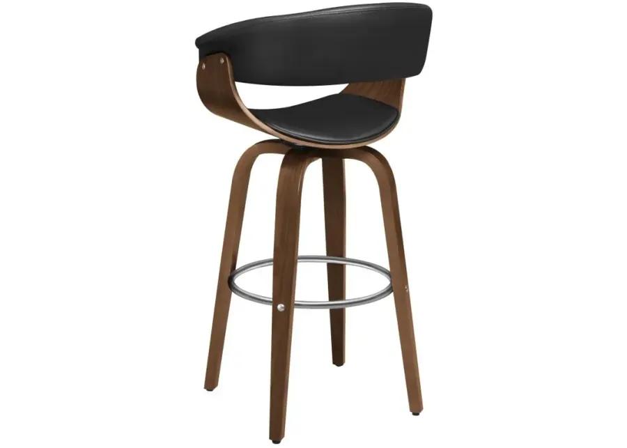 Zion Upholstered Swivel Bar Stool Walnut and Black