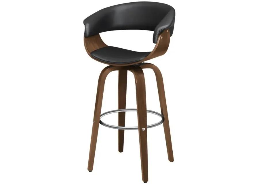 Zion Upholstered Swivel Bar Stool Walnut and Black