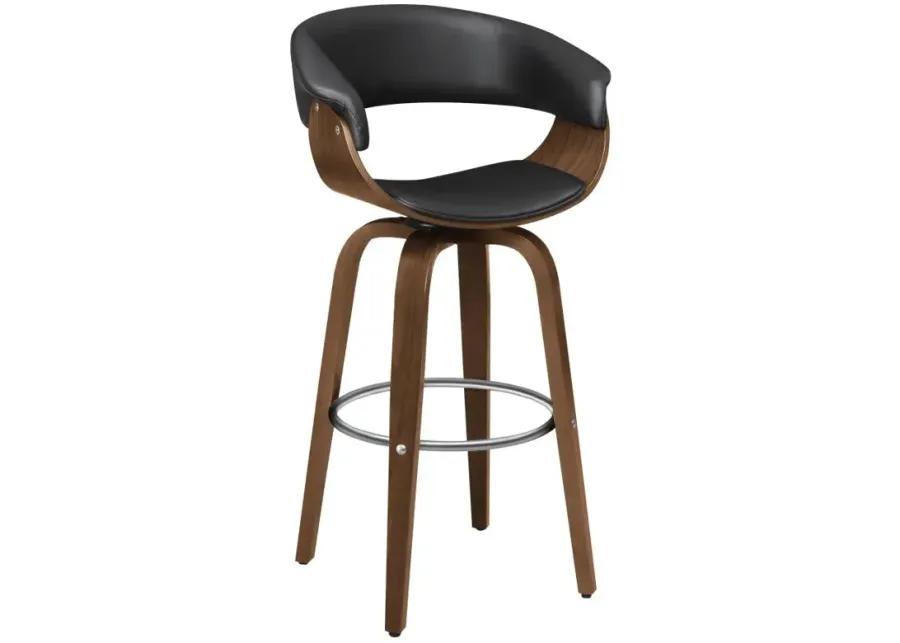 Zion Upholstered Swivel Bar Stool Walnut and Black