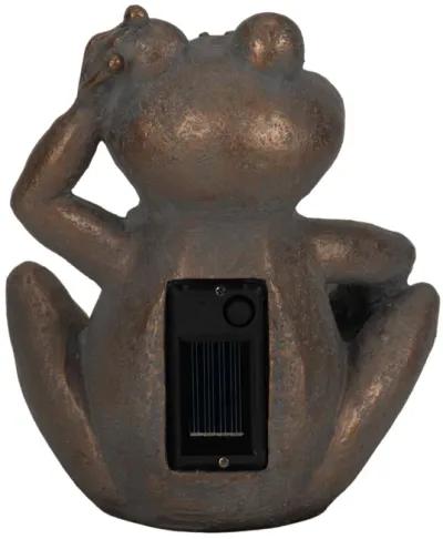 7" Frog With Solar Orb, Antique Copper