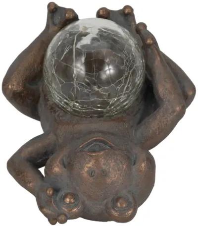 7" Frog With Solar Orb, Antique Copper