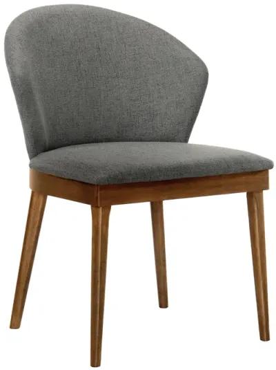 Juno Charcoal Fabric and Walnut Wood Dining Side Chairs - Set of 2