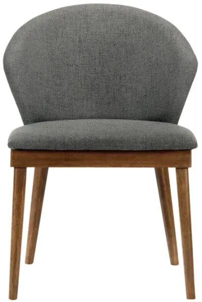 Juno Charcoal Fabric and Walnut Wood Dining Side Chairs - Set of 2