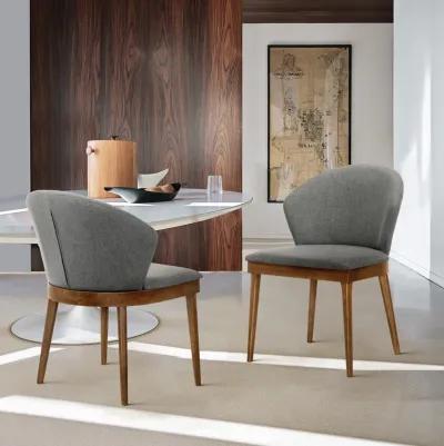 Juno Charcoal Fabric and Walnut Wood Dining Side Chairs - Set of 2